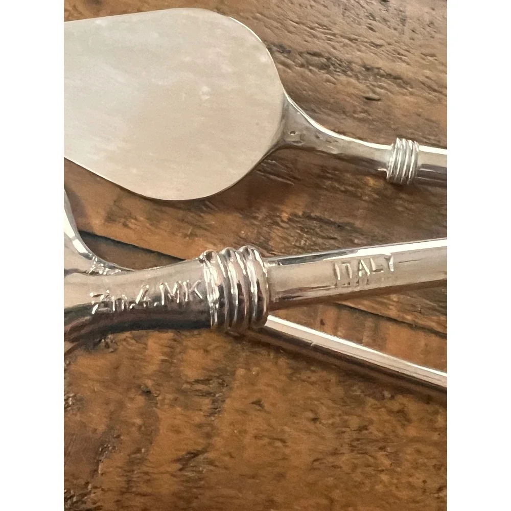 Vintage Italian Silverplate 3-Pc MCM Salad Servers & Cake Spatula ZN.4.MK Italy